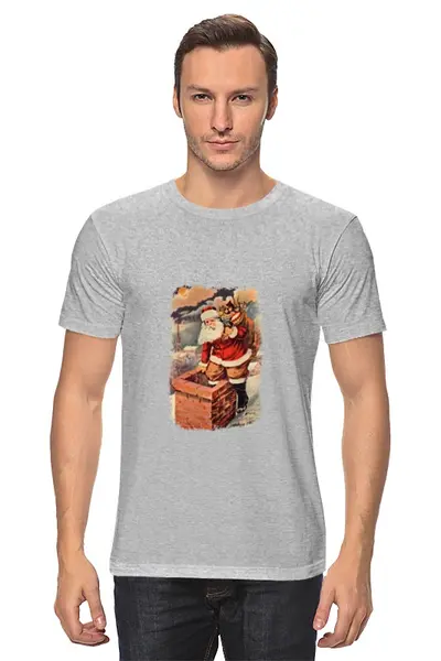 Заказать мужскую футболку в Москве. Футболка классическая дед мороз в трубе от Сасок - готовые дизайны и нанесение принтов.