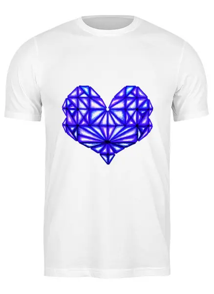 Заказать мужскую футболку в Москве. Футболка классическая Сердце геометрическое оттенки синего от Анна - готовые дизайны и нанесение принтов.