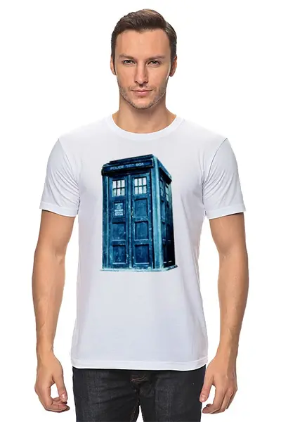 Заказать мужскую футболку в Москве. Футболка классическая TARDIS от cherdantcev - готовые дизайны и нанесение принтов.