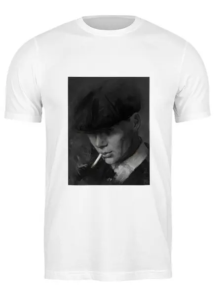 Заказать мужскую футболку в Москве. Футболка классическая Tommy Shelby - Острые козырьки от Дана Столыпина - готовые дизайны и нанесение принтов.