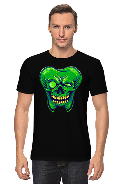 Заказать мужскую футболку в Москве. Футболка классическая Green Skull от skynatural - готовые дизайны и нанесение принтов.