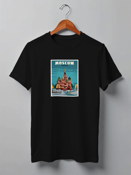 Заказать мужскую футболку в Москве. Футболка классическая Mocsow Russia от prodesign - готовые дизайны и нанесение принтов.