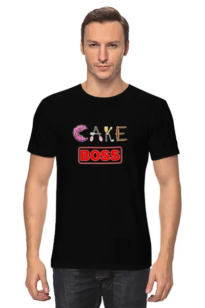 Заказать мужскую футболку в Москве. Футболка классическая Cake boss от Петр Золотухин - готовые дизайны и нанесение принтов.