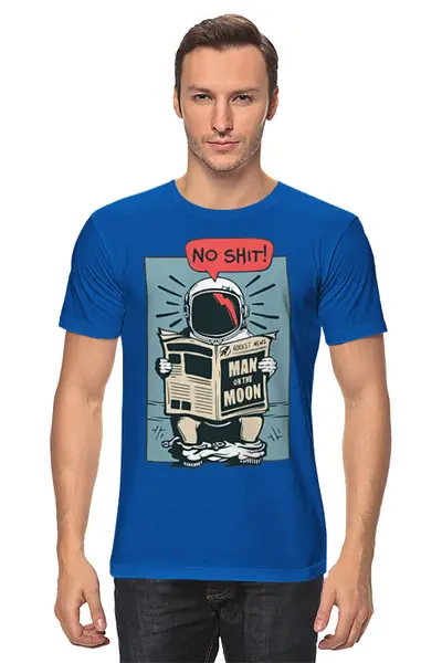 Заказать мужскую футболку в Москве. Футболка классическая Космонавт от icase - готовые дизайны и нанесение принтов.
