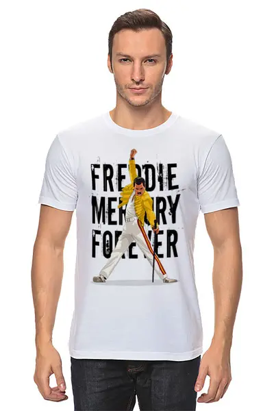 Заказать мужскую футболку в Москве. Футболка классическая ✪ Freddie Mercury ✪ от balden - готовые дизайны и нанесение принтов.