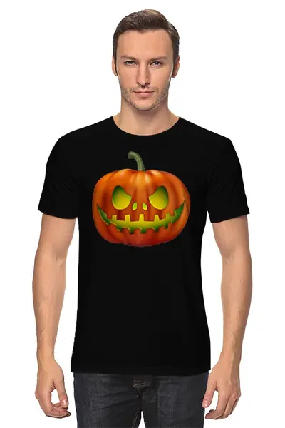 Заказать мужскую футболку в Москве. Футболка классическая glowing pumpkin от queen  - готовые дизайны и нанесение принтов.
