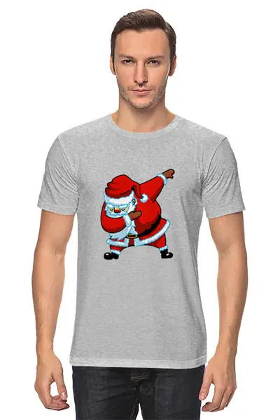 Заказать мужскую футболку в Москве. Футболка классическая Dabbing Santa от skynatural - готовые дизайны и нанесение принтов.