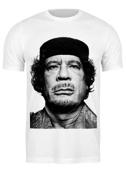 Заказать мужскую футболку в Москве. Футболка классическая Каддафи от Эд Путинов - готовые дизайны и нанесение принтов.