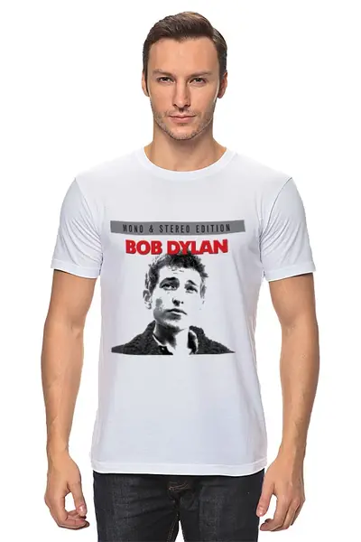 Заказать мужскую футболку в Москве. Футболка классическая Bob Dylan от Fedor - готовые дизайны и нанесение принтов.