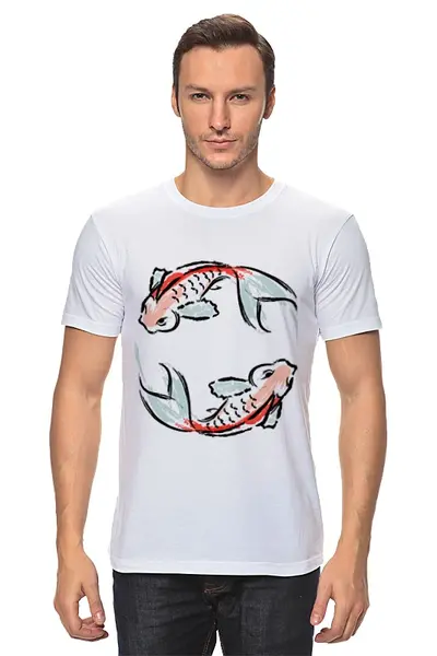 Заказать мужскую футболку в Москве. Футболка классическая Знак Зодиака Рыбы от BeliySlon - готовые дизайны и нанесение принтов.