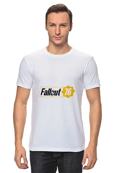 Заказать мужскую футболку в Москве. Футболка классическая Fallout 76 от acidhouses - готовые дизайны и нанесение принтов.