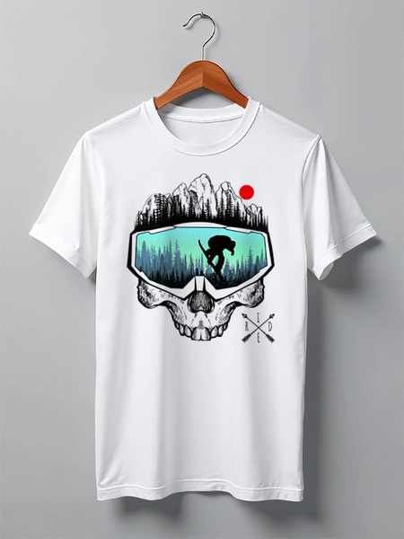 Заказать мужскую футболку в Москве. Футболка классическая Snow Skull от oneredfoxstore@gmail.com - готовые дизайны и нанесение принтов.