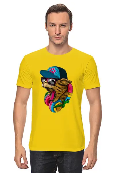 Заказать мужскую футболку в Москве. Футболка классическая ☮ CatMusic ☮ от balden - готовые дизайны и нанесение принтов.