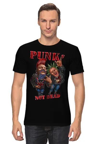 Заказать мужскую футболку в Москве. Футболка классическая Punks Not Dead от Leichenwagen - готовые дизайны и нанесение принтов.