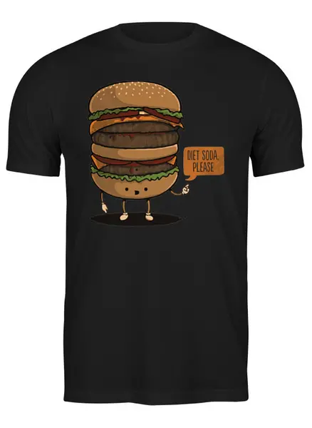 Заказать мужскую футболку в Москве. Футболка классическая Diet Burger / Бургер от crash - готовые дизайны и нанесение принтов.