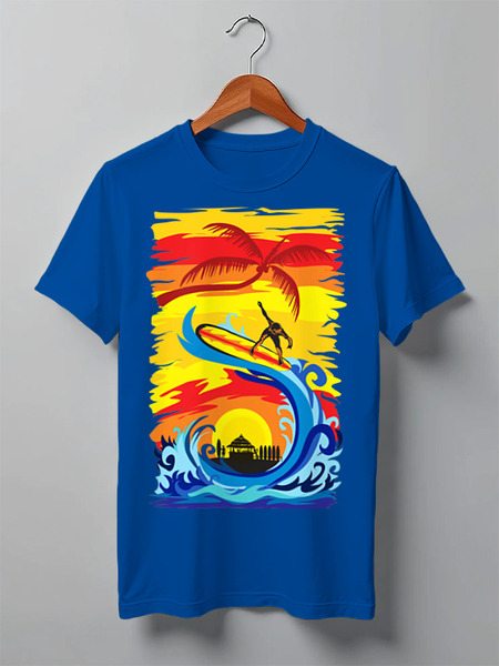 Заказать мужскую футболку в Москве. Футболка классическая На волне от printik - готовые дизайны и нанесение принтов.