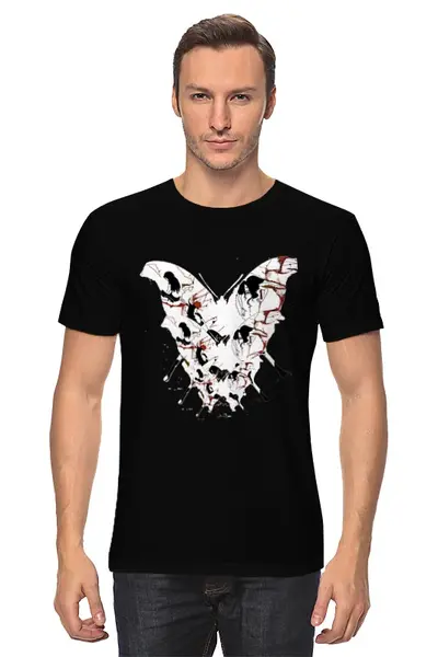 Заказать мужскую футболку в Москве. Футболка классическая Бабочка ангела смерти от alinmak - готовые дизайны и нанесение принтов.