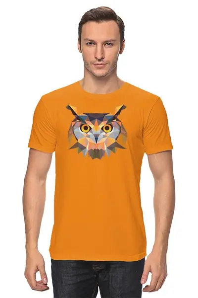 Заказать мужскую футболку в Москве. Футболка классическая Полигональная сова от oldman - готовые дизайны и нанесение принтов.