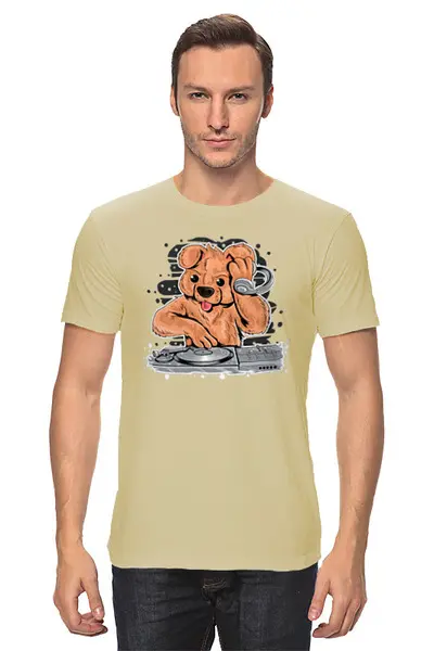 Заказать мужскую футболку в Москве. Футболка классическая Диджей  от T-shirt print  - готовые дизайны и нанесение принтов.