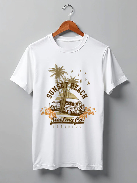Заказать мужскую футболку в Москве. Футболка классическая ....Sunset Beach....Пляж от svetlanakan - готовые дизайны и нанесение принтов.