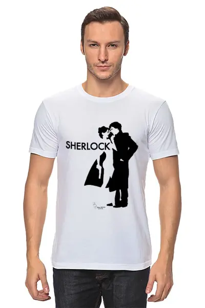 Заказать мужскую футболку в Москве. Футболка классическая Шерлок от ivirn - готовые дизайны и нанесение принтов.