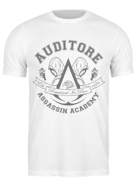 Заказать мужскую футболку в Москве. Футболка классическая Assassin Academy. Assassin's Creed от geekbox - готовые дизайны и нанесение принтов.