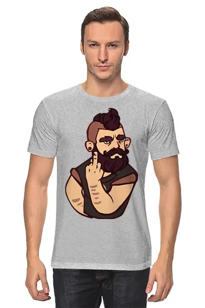 Заказать мужскую футболку в Москве. Футболка классическая Bearded / Бородач от crash - готовые дизайны и нанесение принтов.