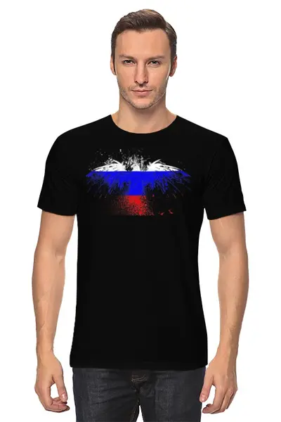 Заказать мужскую футболку в Москве. Футболка классическая Флаг России от Leichenwagen - готовые дизайны и нанесение принтов.