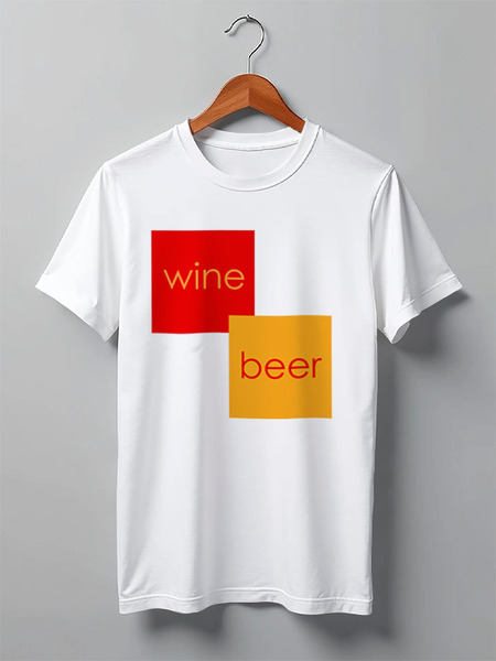 Заказать мужскую футболку в Москве. Футболка классическая Wine and beer от Василий Арк - готовые дизайны и нанесение принтов.