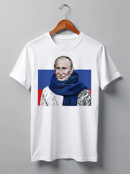 Заказать мужскую футболку в Москве. Футболка классическая Путин от Серега Шнайдер - готовые дизайны и нанесение принтов.