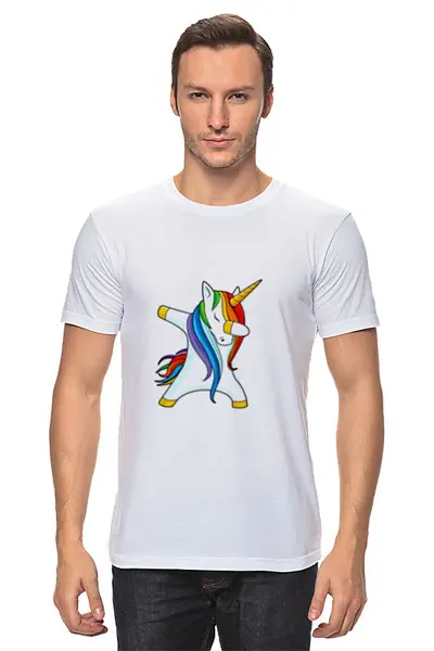 Заказать мужскую футболку в Москве. Футболка классическая Dab Unicorn  от DESIGNER   - готовые дизайны и нанесение принтов.