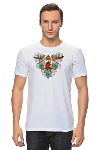 Заказать мужскую футболку в Москве. Футболка классическая сердце в клетке от 4erta - готовые дизайны и нанесение принтов.
