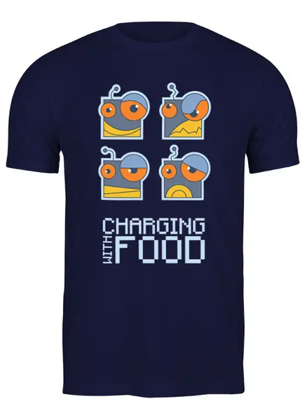 Заказать мужскую футболку в Москве. Футболка классическая Charging with food от Feinerburger  - готовые дизайны и нанесение принтов.