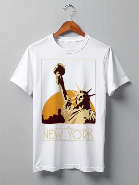 Заказать мужскую футболку в Москве. Футболка классическая New York от aleks_say - готовые дизайны и нанесение принтов.