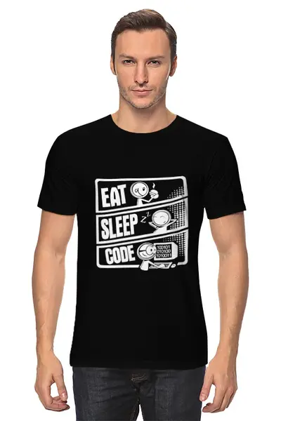 Заказать мужскую футболку в Москве. Футболка классическая Eat, Sleep, Code от nyaha.a.s - готовые дизайны и нанесение принтов.