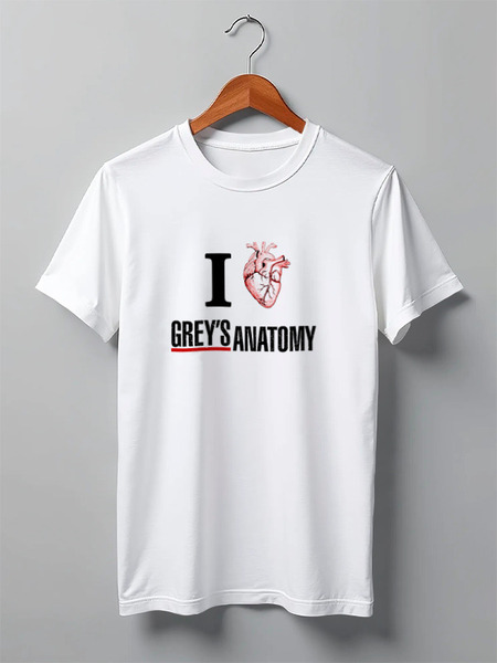 Заказать мужскую футболку в Москве. Футболка классическая Люблю Greys anatomy от Ксения Золотухина - готовые дизайны и нанесение принтов.