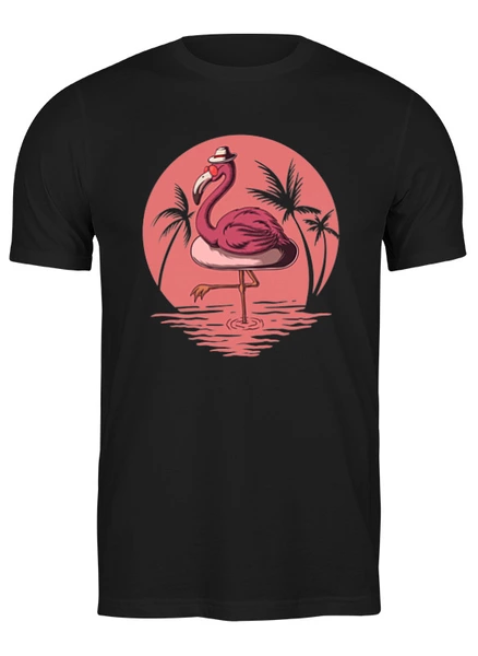 Заказать мужскую футболку в Москве. Футболка классическая Розовый фламинго от printik - готовые дизайны и нанесение принтов.