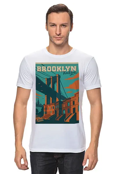 Заказать мужскую футболку в Москве. Футболка классическая Brooklyn от Pinky-Winky - готовые дизайны и нанесение принтов.
