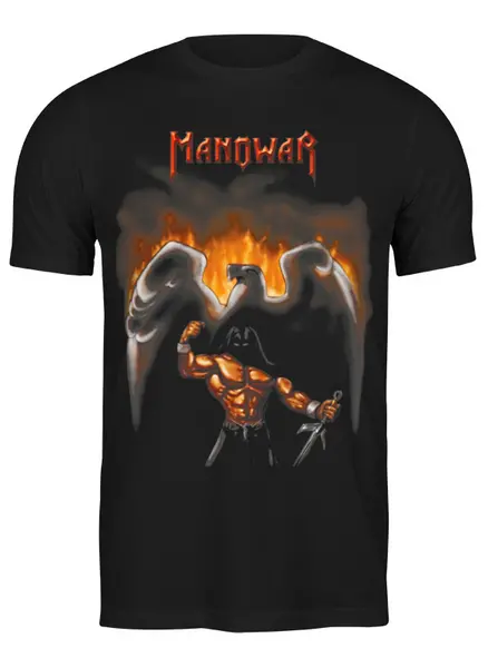 Заказать мужскую футболку в Москве. Футболка классическая Manowar Band от Leichenwagen - готовые дизайны и нанесение принтов.