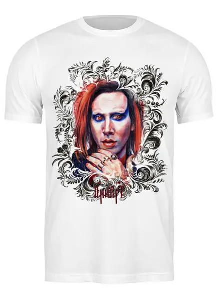 Заказать мужскую футболку в Москве. Футболка классическая Marilyn Manson от Инна Вольвак - готовые дизайны и нанесение принтов.