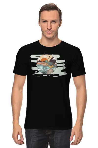 Заказать мужскую футболку в Москве. Футболка классическая Mountains от oneredfoxstore@gmail.com - готовые дизайны и нанесение принтов.