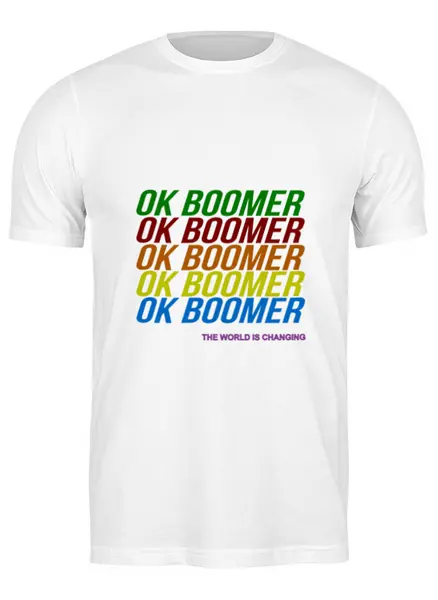Заказать мужскую футболку в Москве. Футболка классическая Ok Boomer от DESIGNER   - готовые дизайны и нанесение принтов.