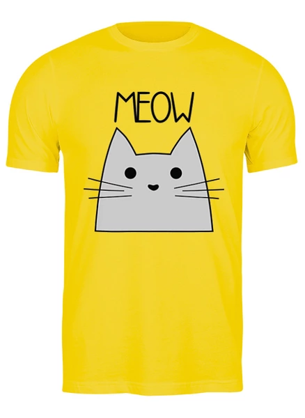 Заказать мужскую футболку в Москве. Футболка классическая Кошка мяу от skynatural - готовые дизайны и нанесение принтов.