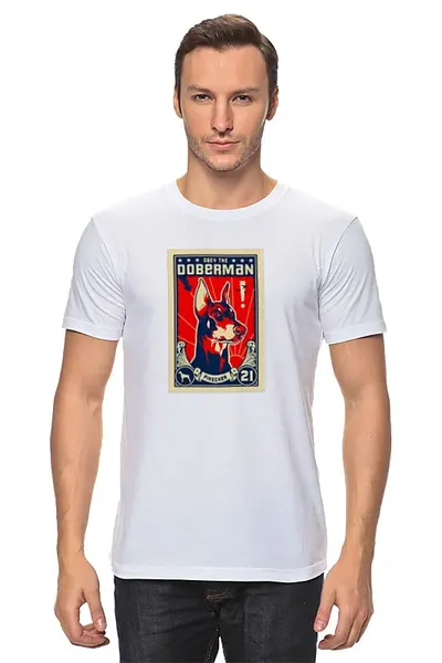 Заказать мужскую футболку в Москве. Футболка классическая Собака: DOBERMAN от Виктор Гришин - готовые дизайны и нанесение принтов.