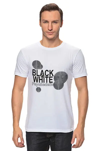 Заказать мужскую футболку в Москве. Футболка классическая Черно-белая психоделика. от Zorgo-Art  - готовые дизайны и нанесение принтов.