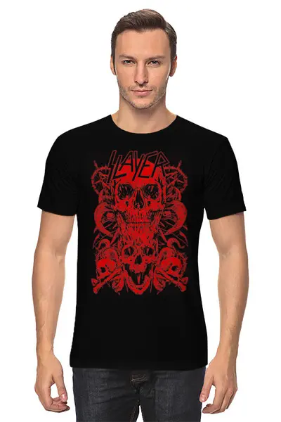 Заказать мужскую футболку в Москве. Футболка классическая Slayer band от Leichenwagen - готовые дизайны и нанесение принтов.