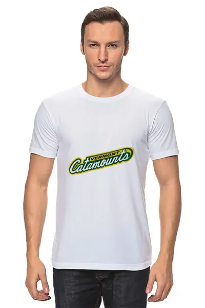 Заказать мужскую футболку в Москве. Футболка классическая Vermont Catamounts football от Hop Shop - готовые дизайны и нанесение принтов.