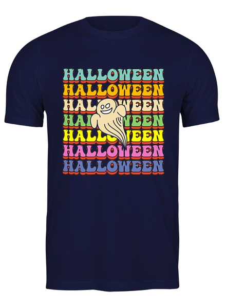 Заказать мужскую футболку в Москве. Футболка классическая Halloween ghost от skynatural - готовые дизайны и нанесение принтов.