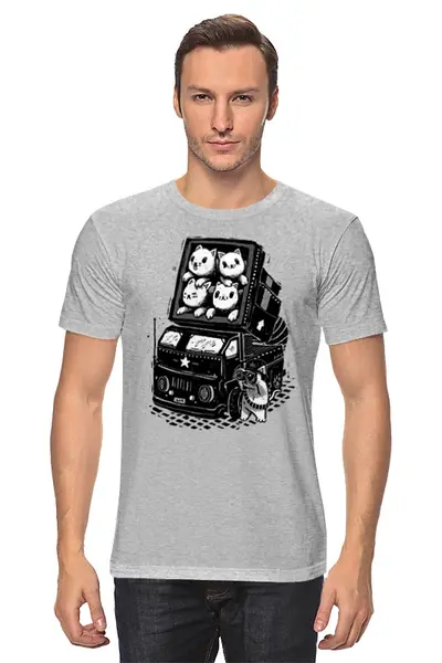 Заказать мужскую футболку в Москве. Футболка классическая Ракетные коты от printik - готовые дизайны и нанесение принтов.