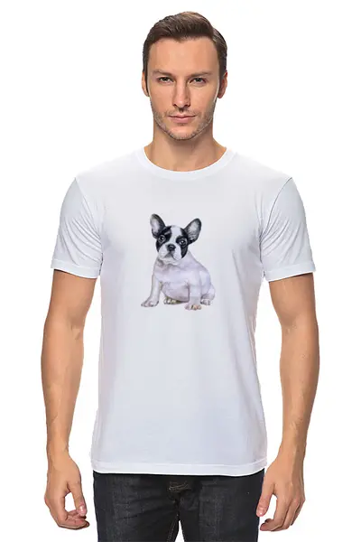 Заказать мужскую футболку в Москве. Футболка классическая щенок от THE_NISE  - готовые дизайны и нанесение принтов.